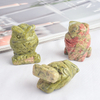 1.5 inch Hand Carved Natural Green Jade Stone Mini owl figurines Figurines 