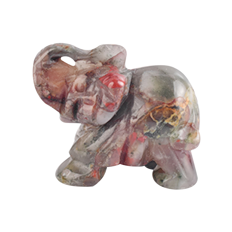 1.5 Inch Hand Carved Blooded Stone Elephant Crystal Animal Figurines