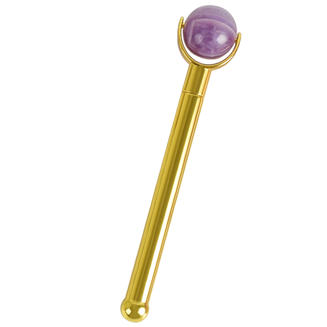 Single-end Amethyst Stone Ball Roller and Skin Gym Face Facial Roller for Face Massager Tool 