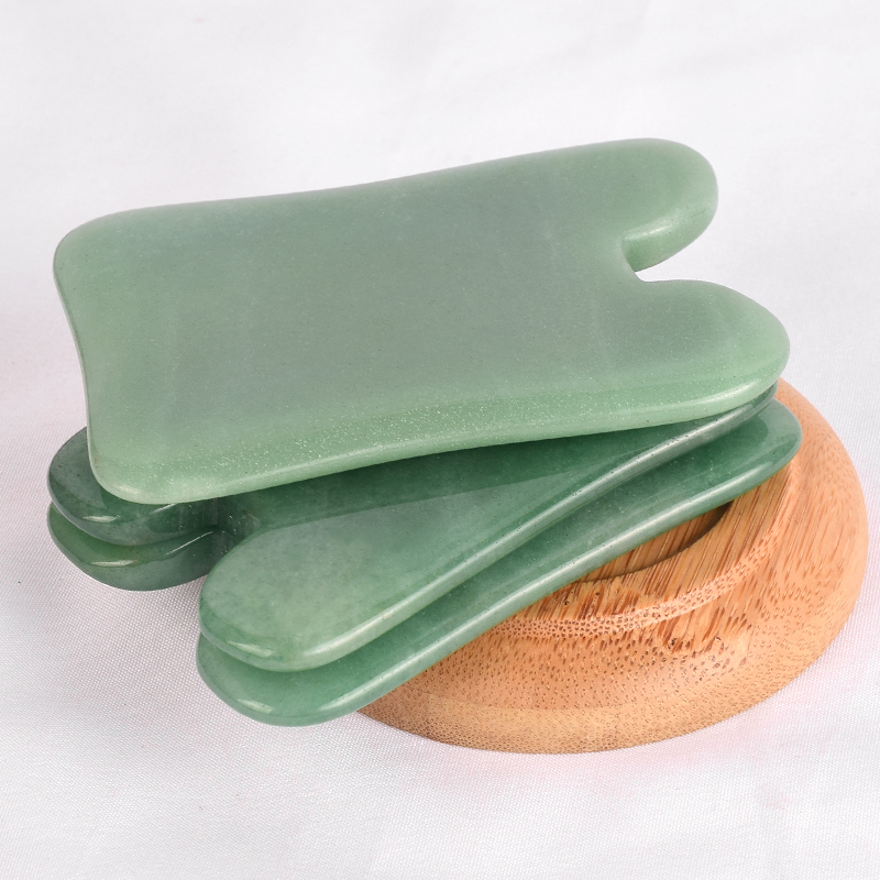 N-Shaped Green Aventurine Gua Sha Scraping Massage Tool, Natural Jade Guasha Board for SPA Acupuncture Treatment, Reducing Neck and Muscle Pain