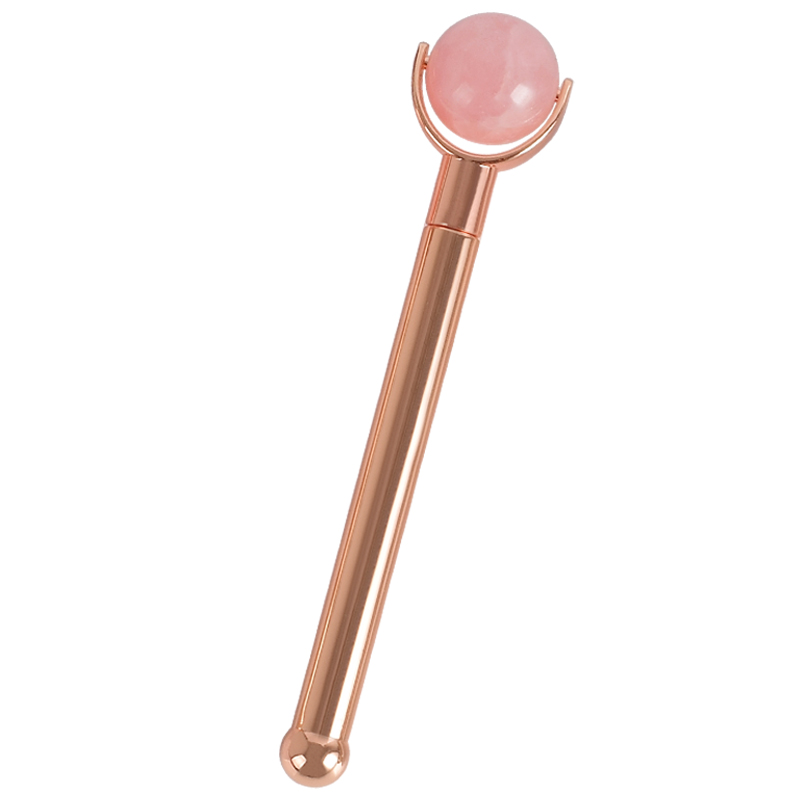 Single-end Rose Quartz Ball Roller and Skin Gym Face Facial Roller for Face Massager Tool 